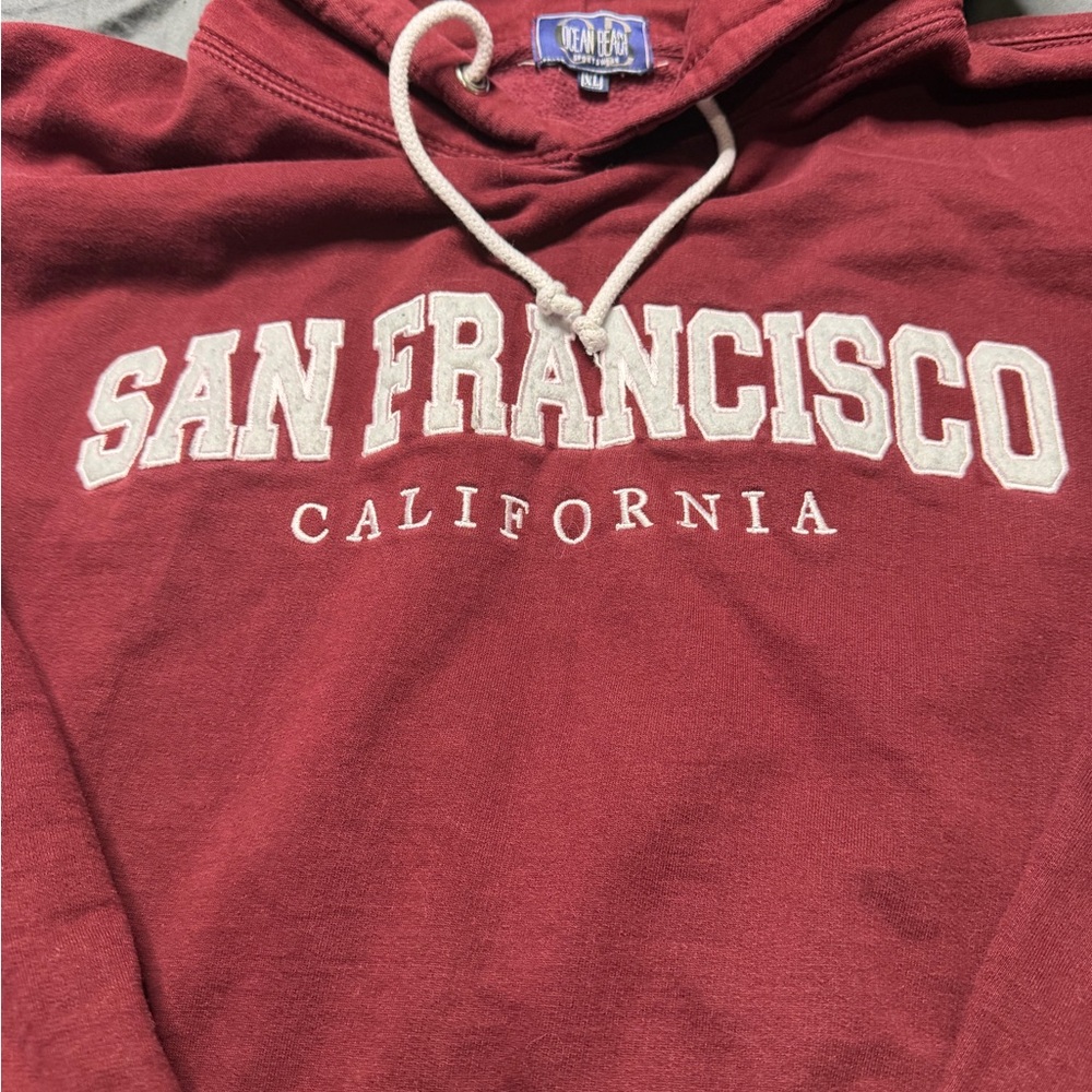 San Francisco California Maroon Hooded Pullover Sweatshirt - Picture 3 of 4